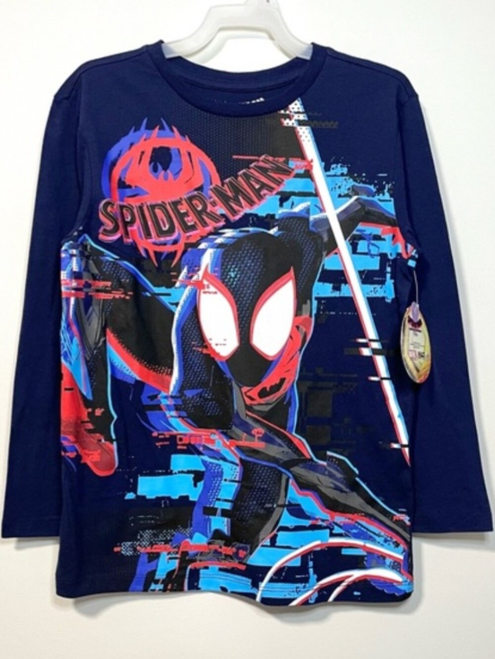 Marvel Spider-Man Miles Morales Long-Sleeve Tee - Navy/Red/Blue